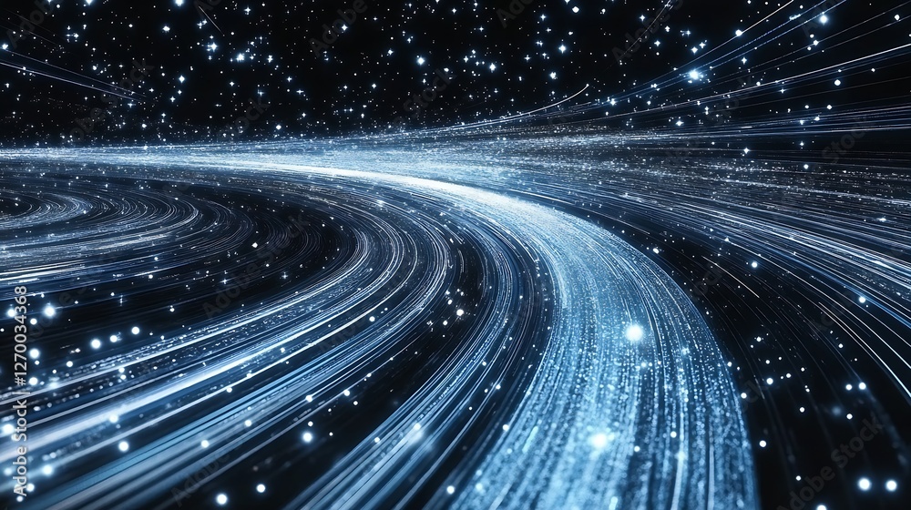 Fototapete Stunning abstract light trails moving swiftly through a cosmic landscape creating a mesmerizing visual effect : Generative AI