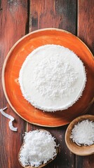 A Delectable Coconut Cake, Exquisitely Decorated with Coconut Flakes