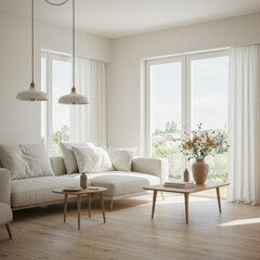Scandinavian Minimalist Living Room with Warm Neutrals