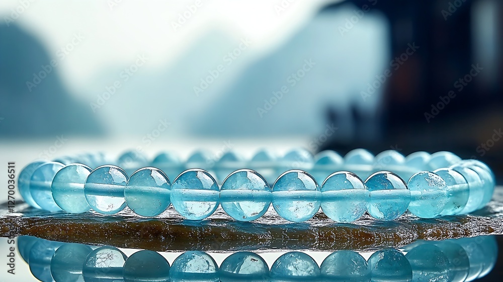Aufkleber stunning close up view of a beautiful blue crystal bracelet elegantly placed on a reflective surface