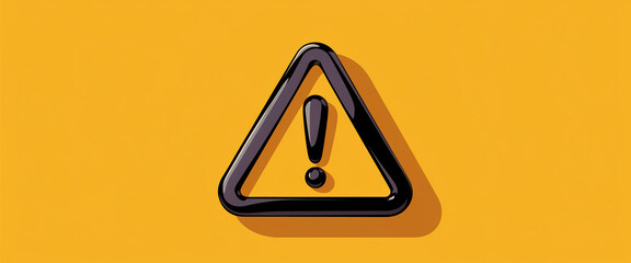 A stylized 3D warning symbol with a yellow background, representing caution, alertness, and potential danger, showcasing a bold and modern design.