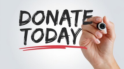 Request to donate today written with a marker