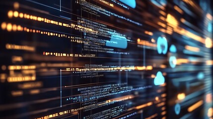 Futuristic Digital Network with Data Streams and Cloud Technology in an Abstract Design : Generative AI