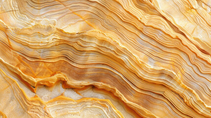 Beautiful orange and cream layered stone with wavy patterns, showcasing natural geological formations and textures. This captures intricate details of sedimentary rock