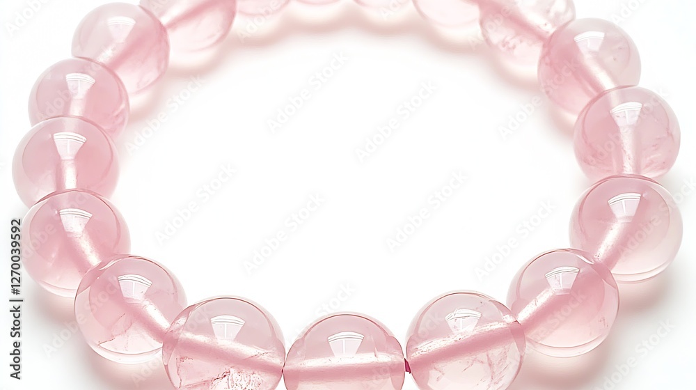 Poster close-up view of a soft pink beaded bracelet on a bright background : generative ai