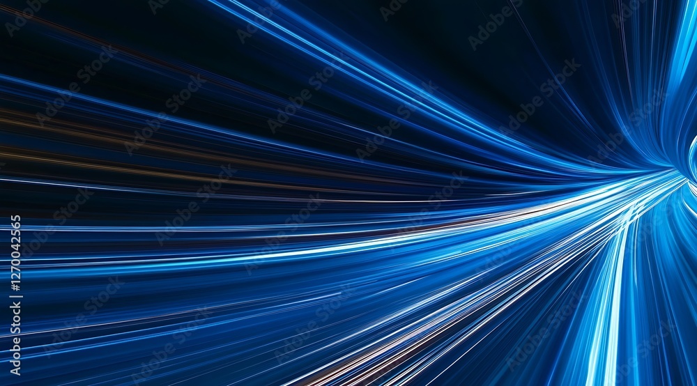 Poster striking blue light tunnel effect illustrating velocity and motion in design : generative ai