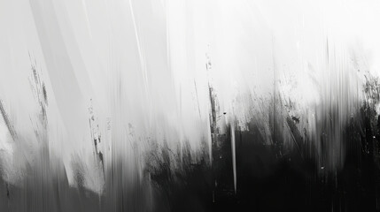 Abstract black and white painting with dynamic brush strokes and textures, creating sense of movement and depth