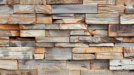 Textured wooden wall with various shades of brown and gray, showcasing natural patterns and grains. Ideal for rustic or industrial design themes