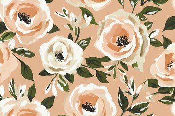 Peachy Floral Delight: A Watercolor Roses Pattern