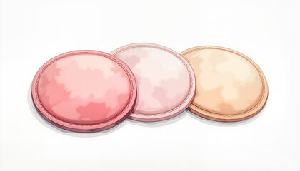 Elegant design of pastel desk coasters on white background, aesthetic