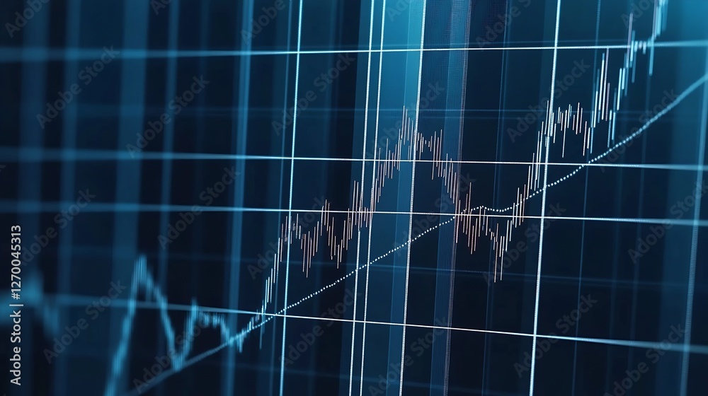 Aufkleber dynamic financial chart illustrating rising trends in stock prices over time : generative ai