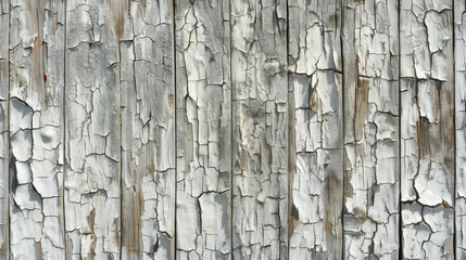 Weathered wooden wall with peeling paint, showcasing texture and age. cracked surface reveals layers of history and character, perfect for rustic or vintage themes