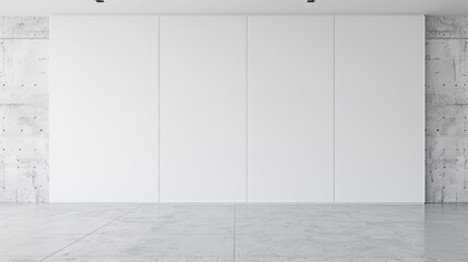 Minimalist interior with white walls and concrete floor, ideal for modern design