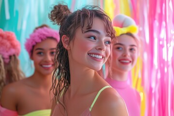 Fototapeta premium Vibrant preparations of pastel props create a fun atmosphere for celebration