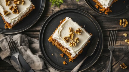 A Decadent Slice of Carrot Cake with Walnut Topping