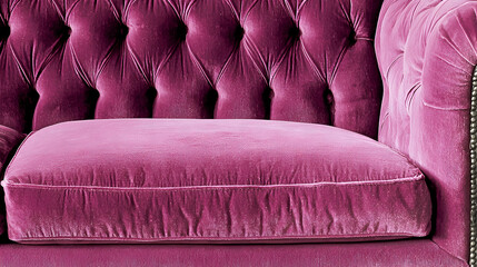 Fototapeta premium Plush Purple Velvet Sofa Detail Close-up Studio Shot Interior Design Textile