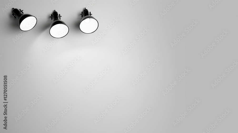 Wall mural bright lights illuminate a clean white backdrop, creating an eyecatching and vibrant visual effect f