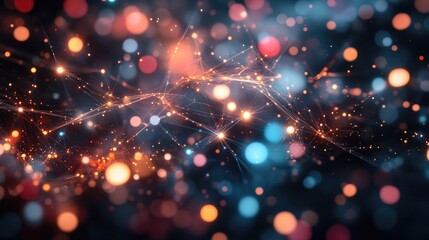 Fototapeta premium Deep learning neural network visualization with futuristic glowing AI technology.