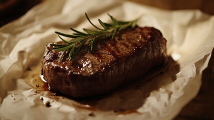 Grilled Rosemary Beef Steak Delicious Juicy Premium Quality Food Photography Restaurant Menu Image  Brown Tasty Appetizing Dinner Gourmet Meal meat   