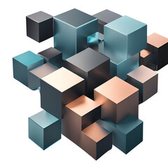 Obraz premium Abstract 3d rendering of geometric shapes. Composition with squares. Cube design. Modern background for poster, cover, branding, banner, placard.