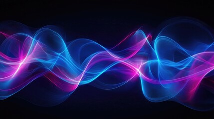 Electric blue and neon pink waves flowing smoothly, creating a high-tech abstract pattern.