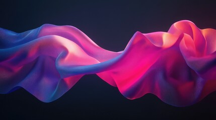 Obraz premium Flowing digital waves in a vibrant gradient of electric blue and neon pink, glowing softly.