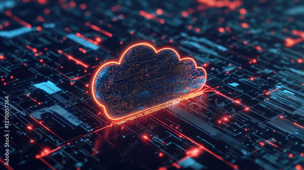 Poster global artificial intelligence ecosystem with futuristic cloud-based ai automation.