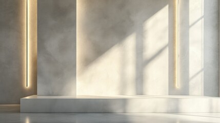 Obraz premium Clean, minimalist interior with modern furniture and soft lighting