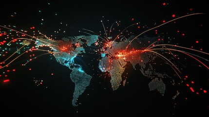 Global finance technology interface, economic data visualization, predictive analytics, and stock performance tracking