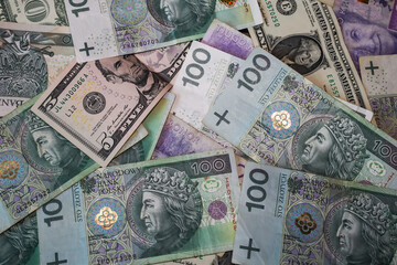 Pieniądze gotówka płatności w różnych walutach
złotówki, korony, dolary usd, pln, sek