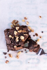 chocolate brownie and nuts