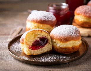 Generated image Sweet Polish paczki doughnuts filled with jam or custard 