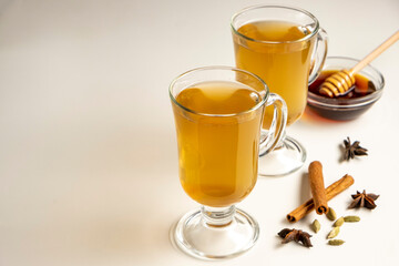 Sbiten traditional slavic drink. Homemade drink with cinnamon and other spices.