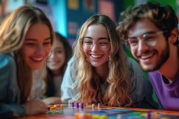 Exciting game night with friends enjoying laughter and competition in a cozy setting