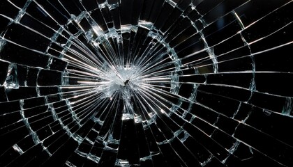 Fototapeta premium Shattering glass fragments midair captured in high detail with a black background