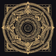 Naklejka premium Golden geometric mandala art, spiritual design, background texture, for meditation
