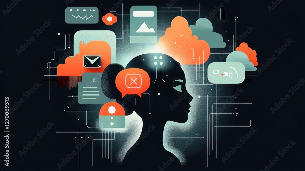 Poster digital mindscape: a visual representation of data processing and thought