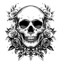 Fototapeta premium Skull with Roses Graphic Design