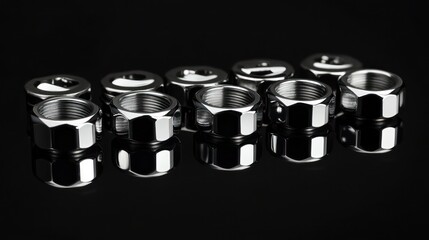 Chrome nuts, studio, reflection, hardware