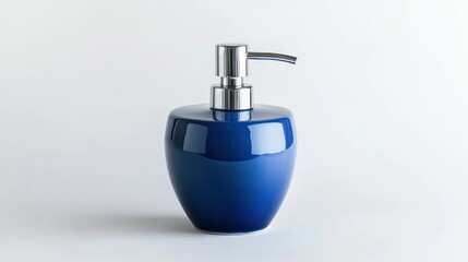 Blue ceramic soap dispenser, bathroom