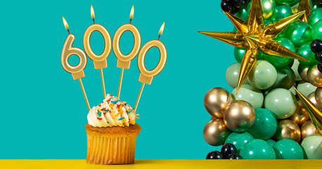 Candle number 6000 - Number of followers or likes.