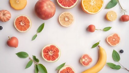 Naklejka premium Assorted citrus fruits and other colorful fruits displayed neatly