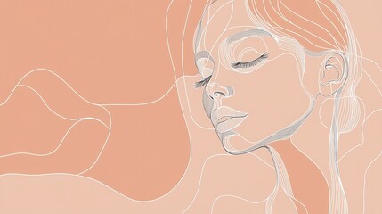  International women's day greeting card. Woman face in one continuous line drawing. Abstract female portrait in simple linear style. Vector illustration for 8 march	