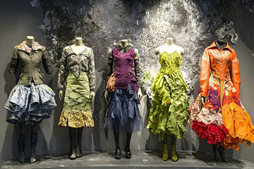 Fototapeta premium Display of eco-conscious fashion featuring garments made from organic and recycled materials