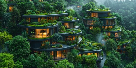 Obraz premium Sustainable Urban Cityscape with Green Spaces 