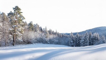 Winter snow landscape isolated on transparent background