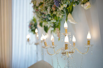 wedding stage decoration with glass lights
