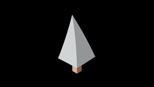 Isometric winter tree animation. Tree isometric elements. Isometric tree element for landscape design. Park element. Transparent background with alpha channel