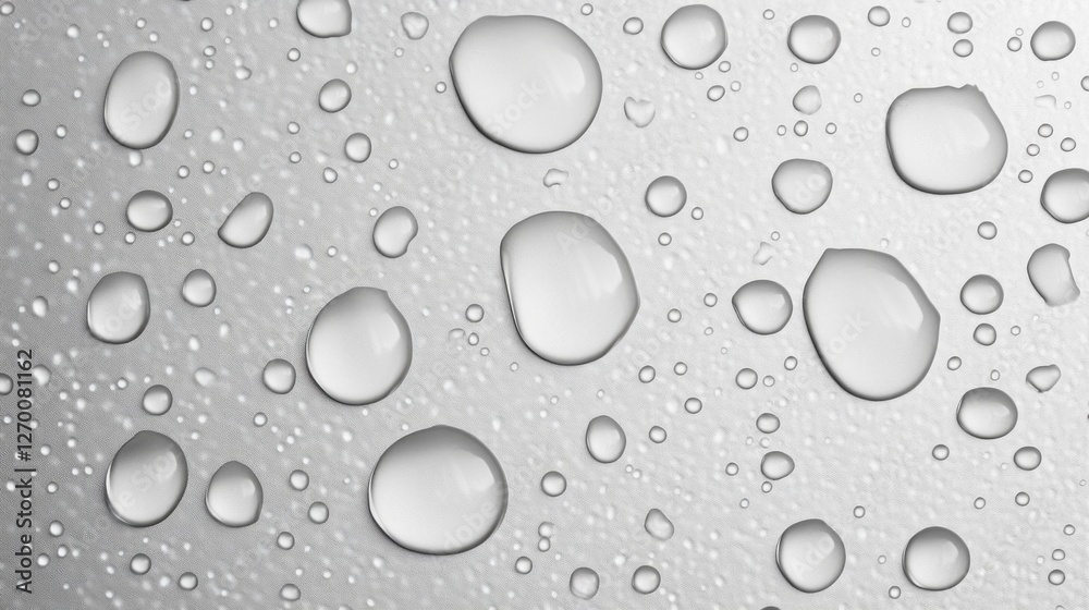 Poster small water droplets collect on a glossy surface, creating a visual symphony of reflections and ligh