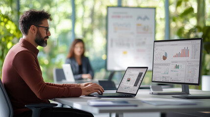 Modern Office Collaboration with ERP Software Dashboards